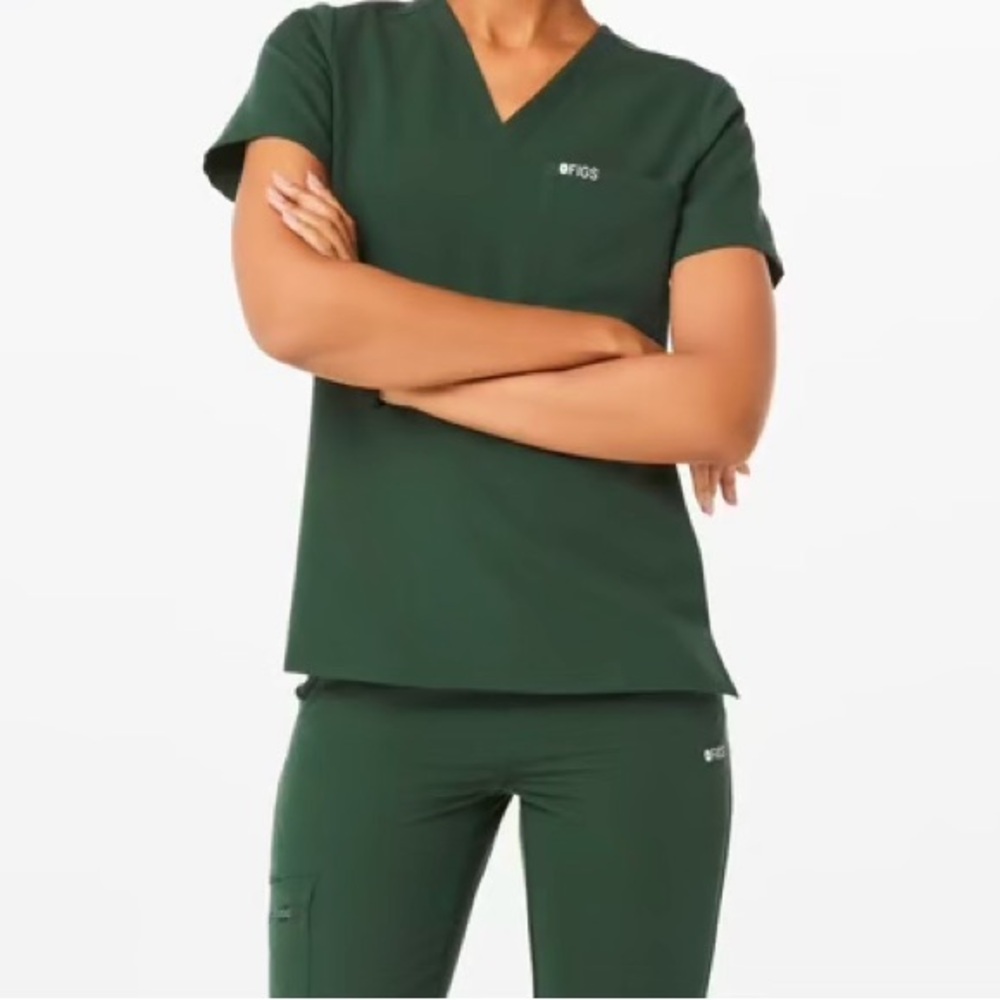 Figs Dark Green Short Sleeve Top